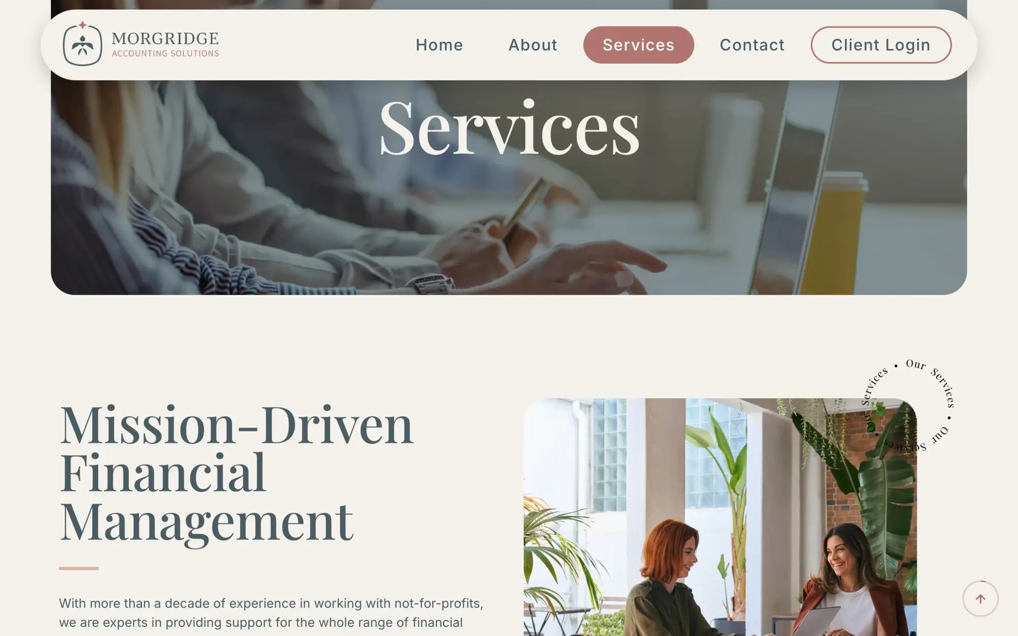 Morgridge Accounting Solutions services page